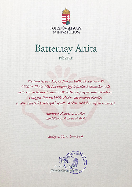 Miniszteri elismerés – Dr. Fazekas Sándor